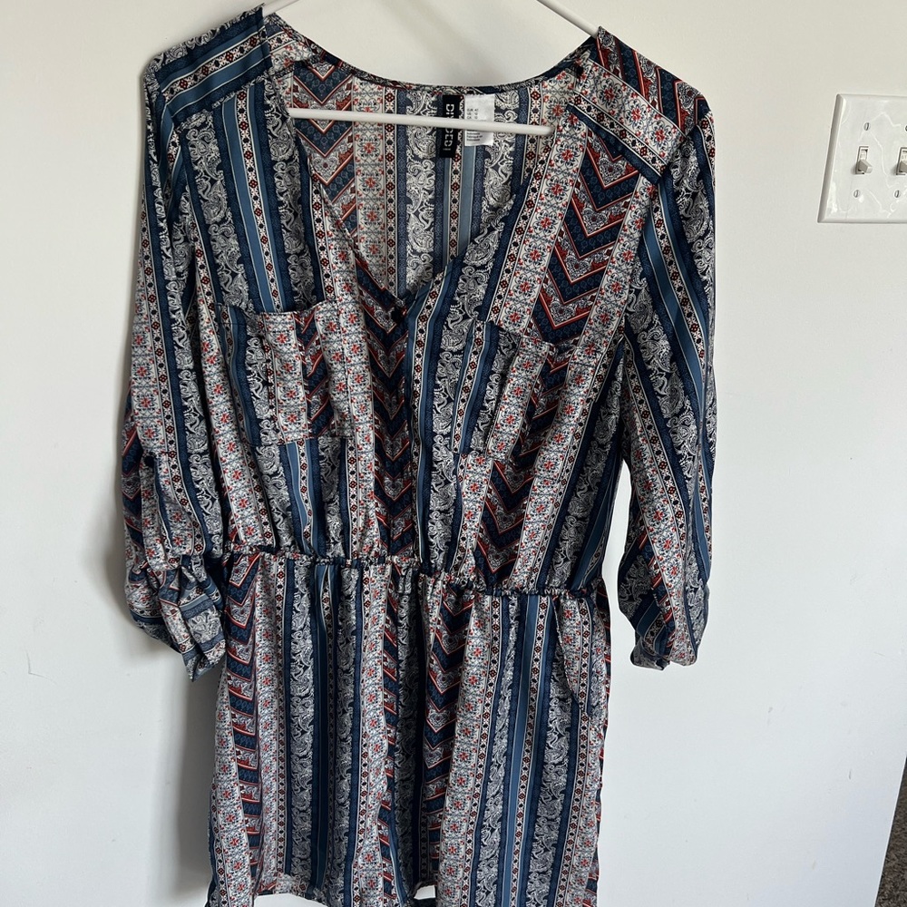 Romper that is silk and multi colored
